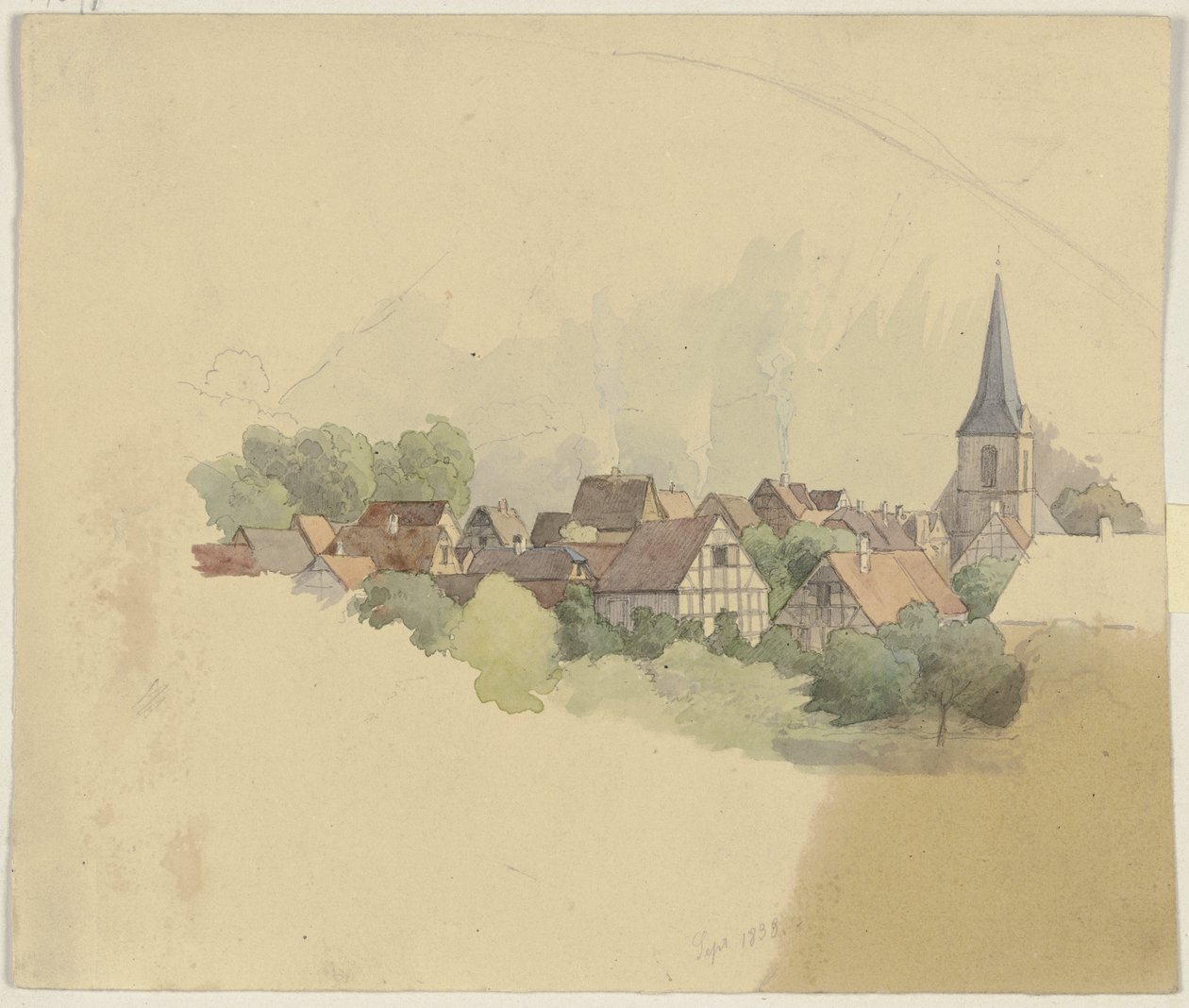 Pueblo con iglesia de Jakob Becker