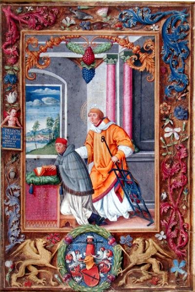 Anton Kress y San Lorenzo, página de un misal de Jakob Elsner