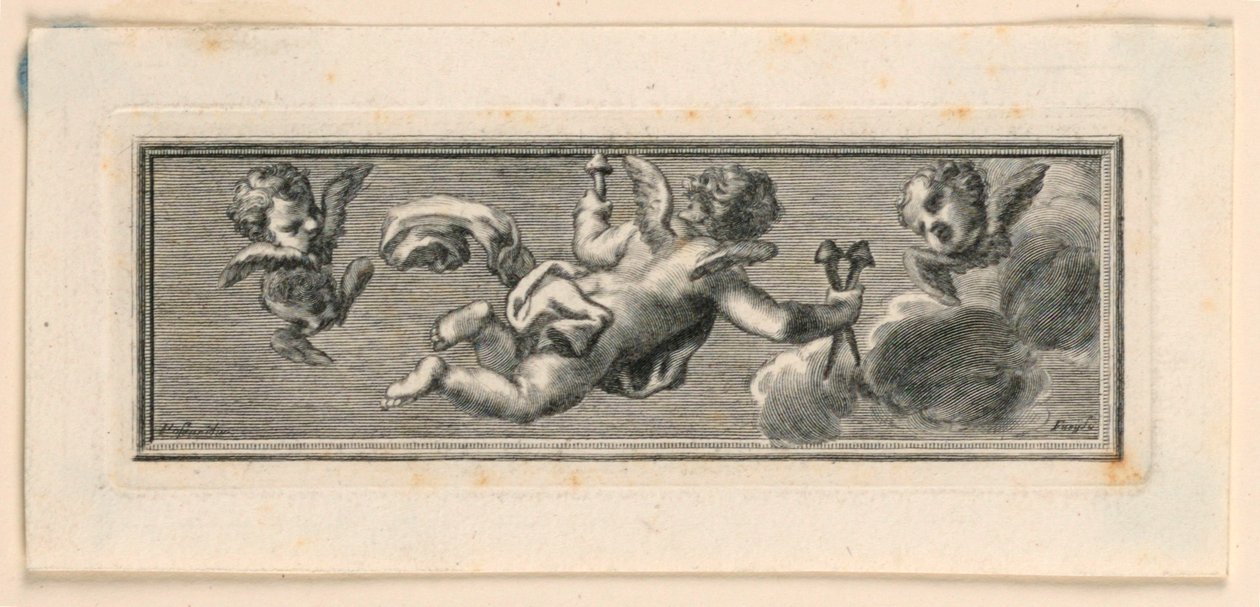 Viñeta con Ángeles e Instrumentos de la Pasión de Jakob Frey