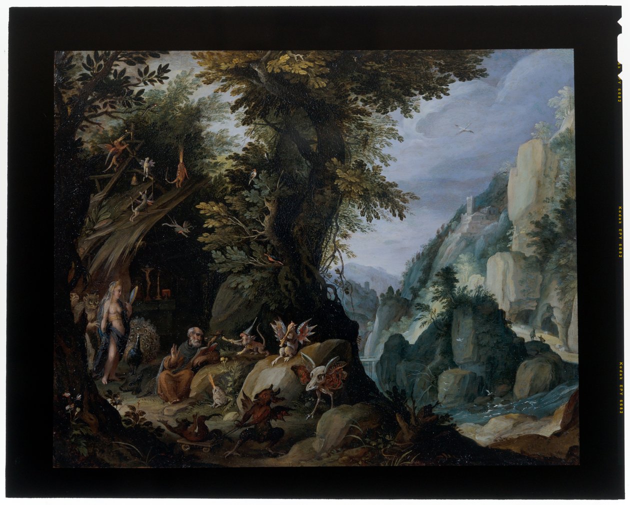 La tentación de San Antonio en un paisaje de Jakob Isaaksz Swanenburgh
