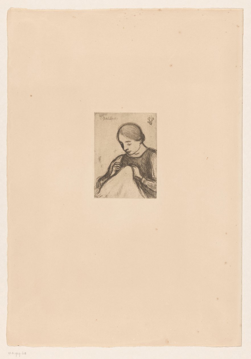 Retrato de Malvina Dedeyn con trabajos manuales de Jakob Smits