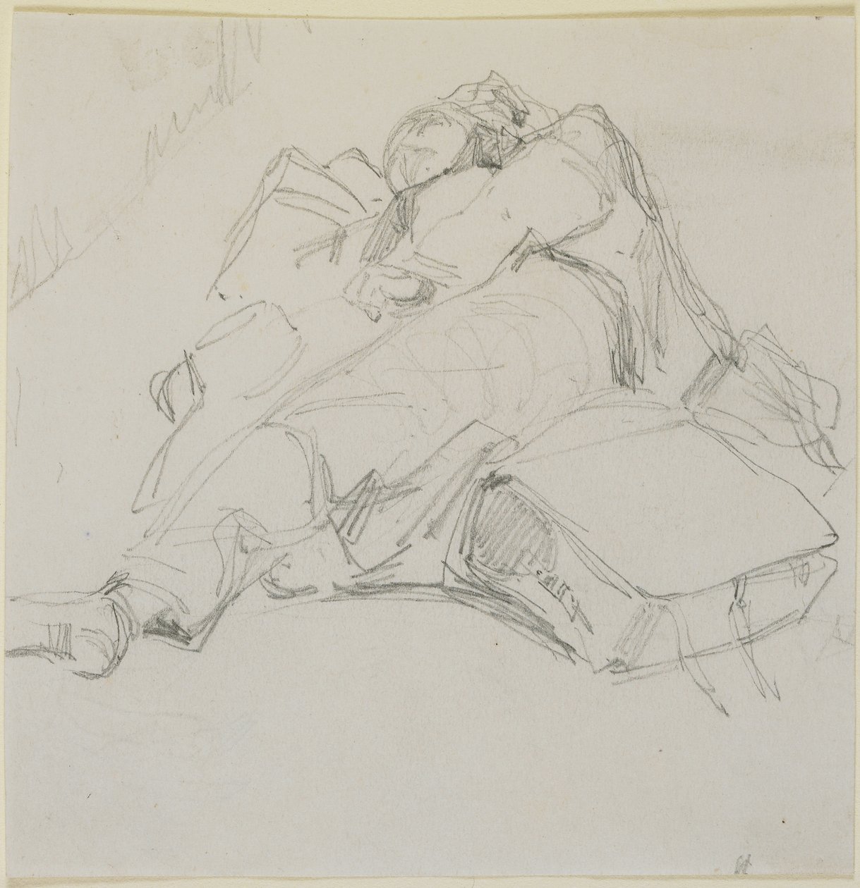 Un hombre dormido sobre una pila de equipaje, 1858 de James Abbott McNeill Whistler