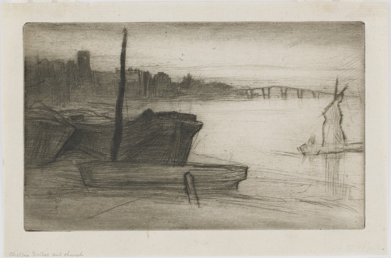 Puente y iglesia de Chelsea, c.1870-71 de James Abbott McNeill Whistler