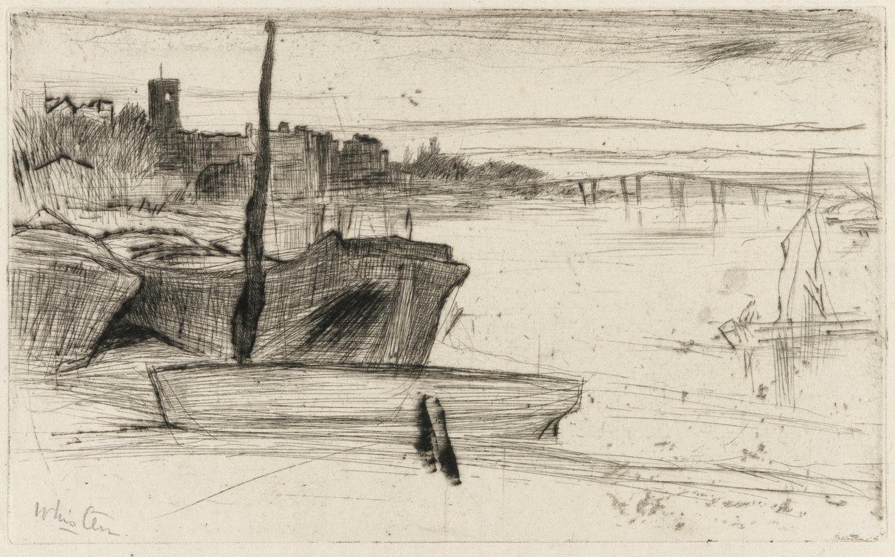 Puente y Iglesia de Chelsea, c.1870-71 de James Abbott McNeill Whistler