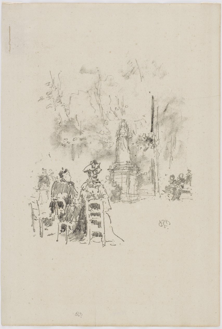 Conversación bajo la estatua, Jardines de Luxemburgo, 1893 de James Abbott McNeill Whistler
