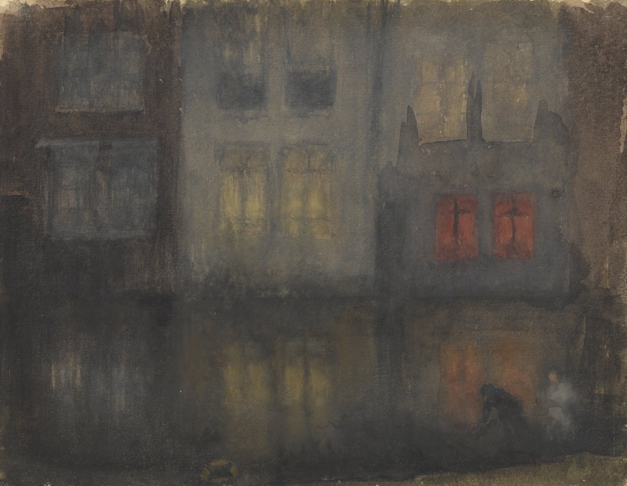 Nocturno: Negro y Rojo—Canal trasero, Holanda de James Abbott McNeill Whistler
