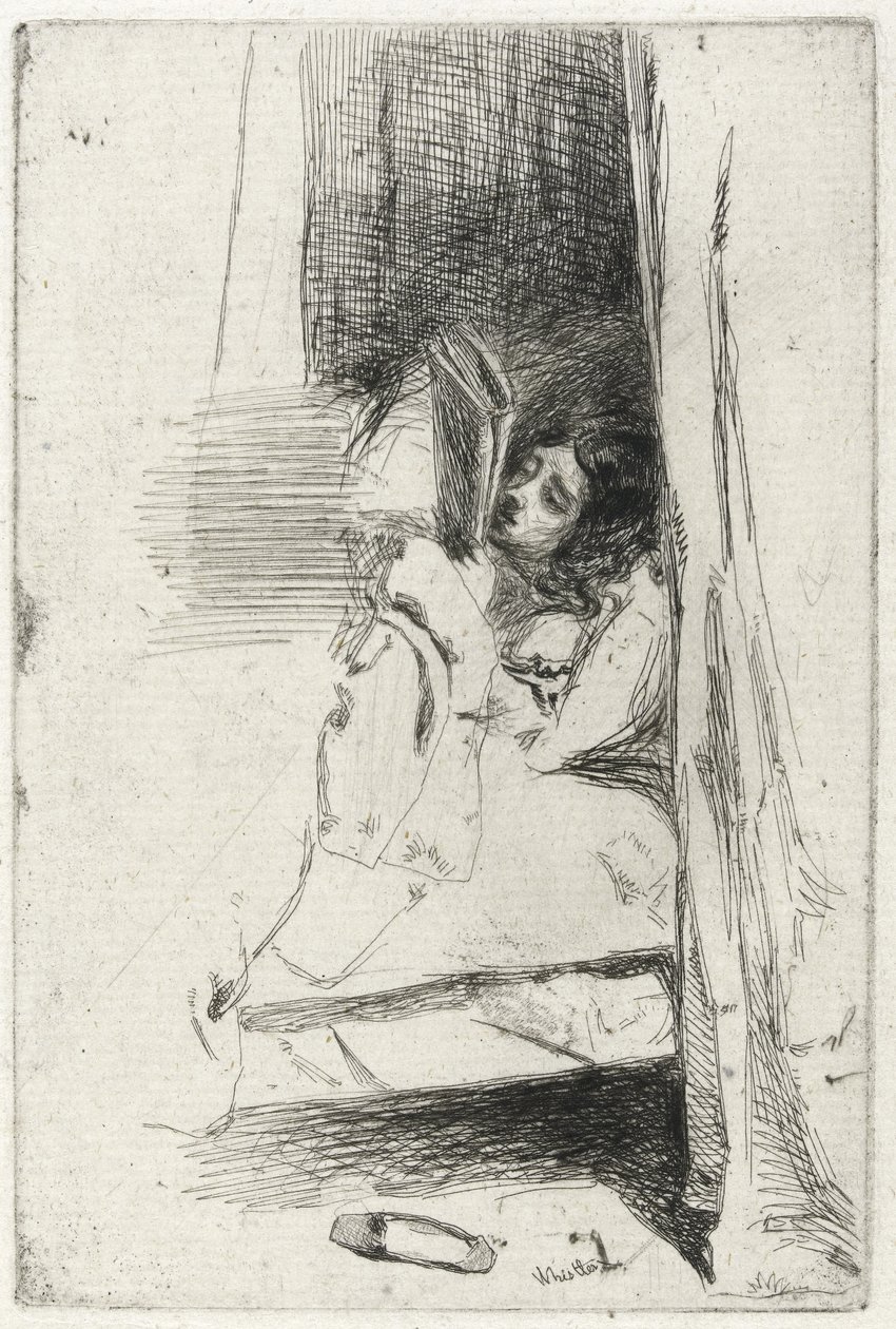 Leyendo en la cama (La zapatilla) 1858 de James Abbott McNeill Whistler