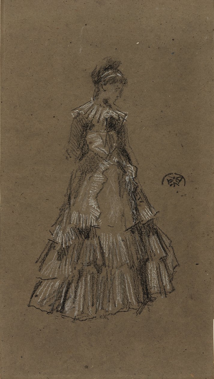 Mujer de pie con vestido con volantes, c.1873-75 de James Abbott McNeill Whistler