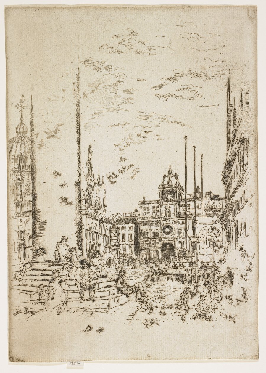 La Piazetta, lámina de El Segundo Conjunto de Venecia o Veintiséis Grabados, 1879-1880 de James Abbott McNeill Whistler