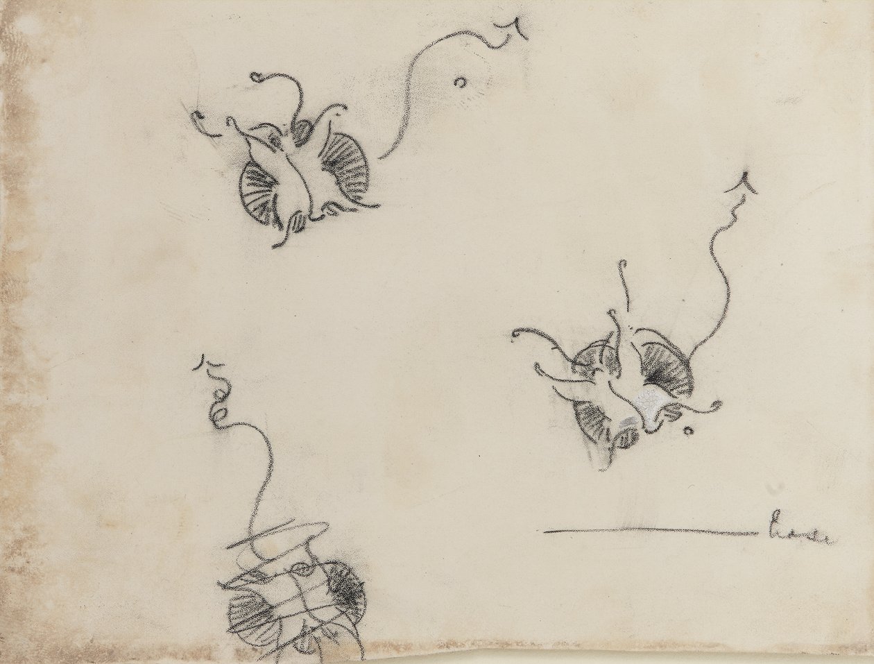 Tres mariposas Whistler y un boceto destruido, c.1890 de James Abbott McNeill Whistler