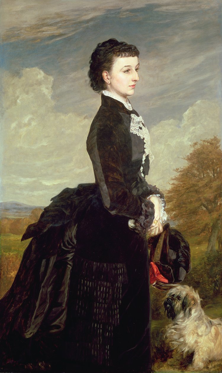 Retrato de una dama de negro con un perro, 1875 de James Archer