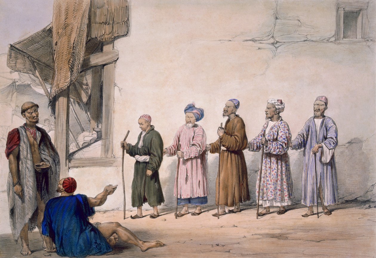 Una cadena de mendigos ciegos, Cabul, 1843 de James Atkinson