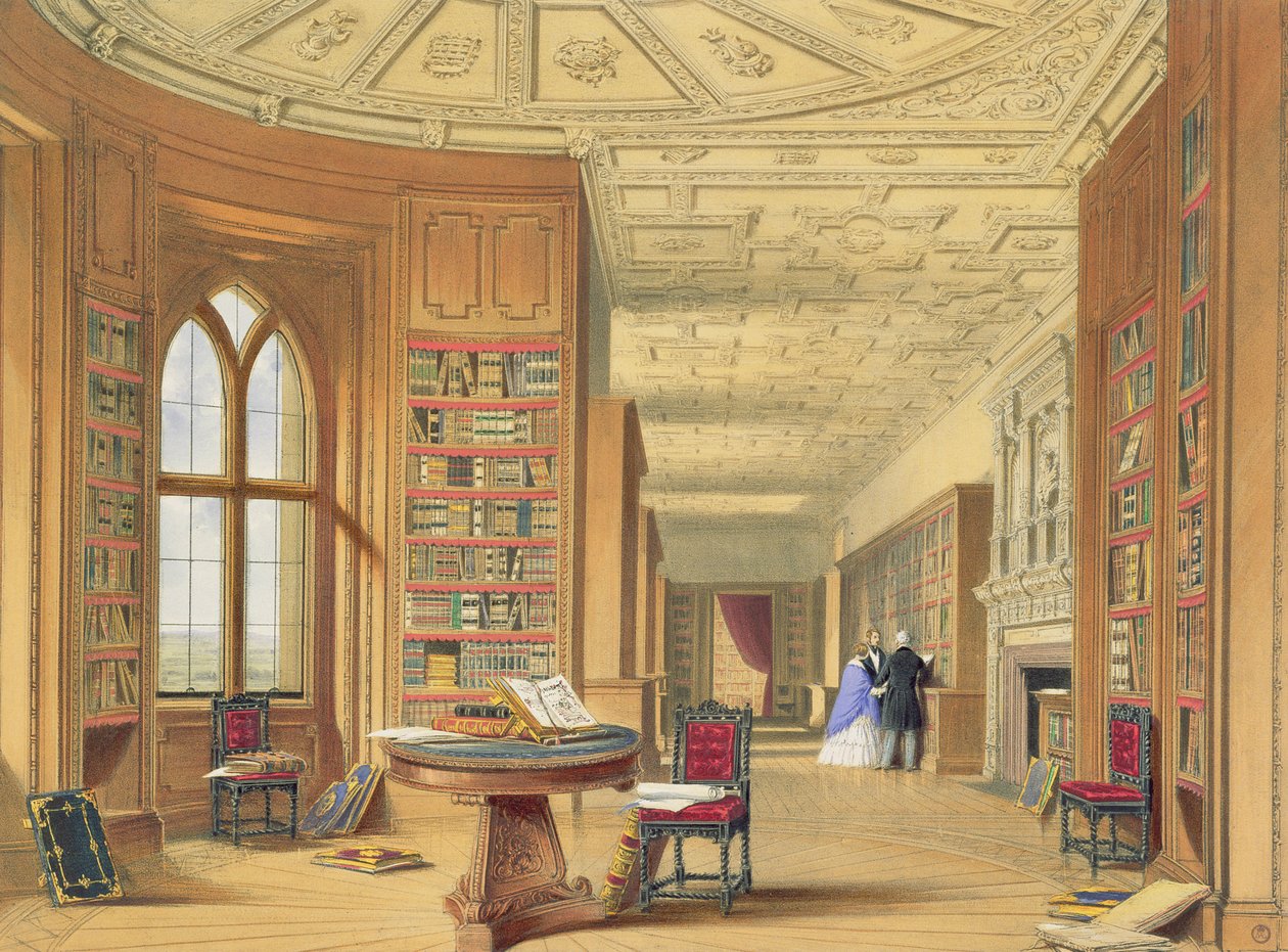 La biblioteca, Castillo de Windsor, 1838 de James Baker Pyne