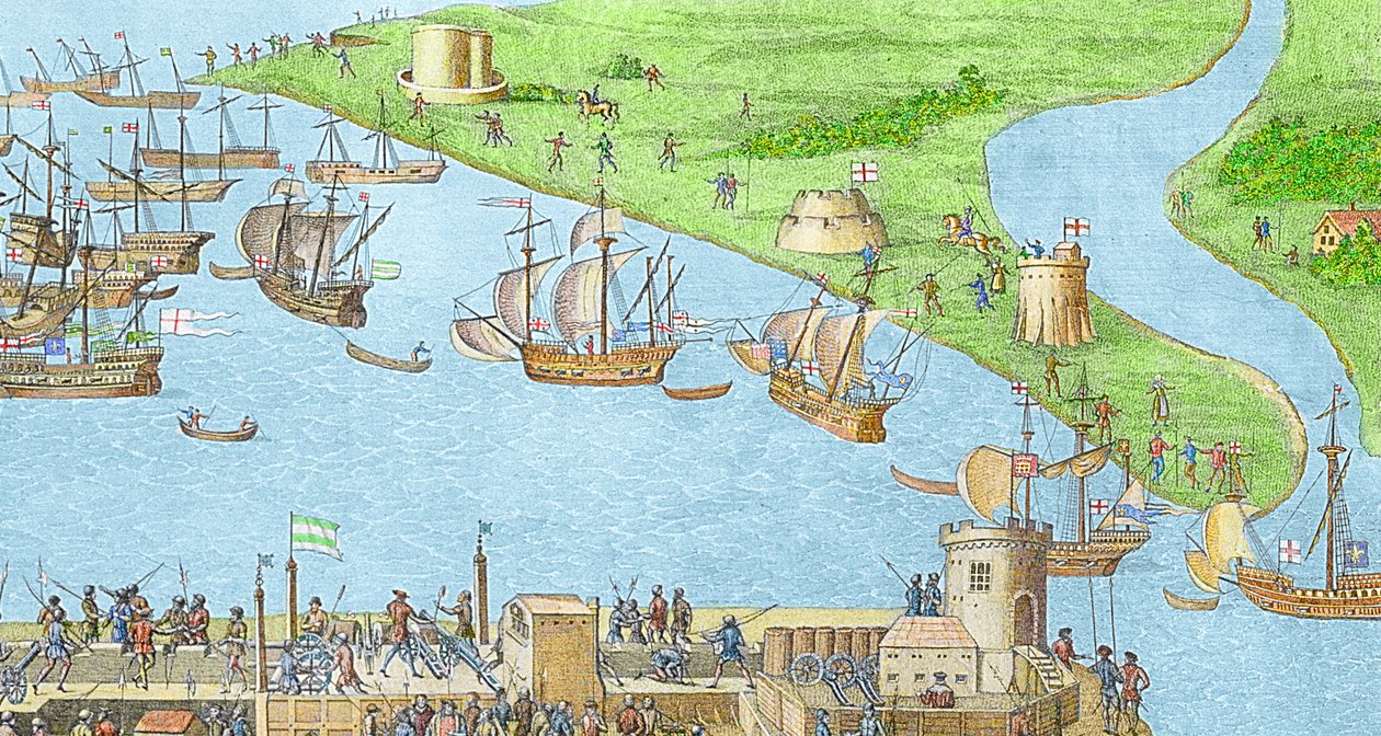 El campamento de las fuerzas inglesas cerca de Portsmouth durante la Batalla del Solent de James Basire