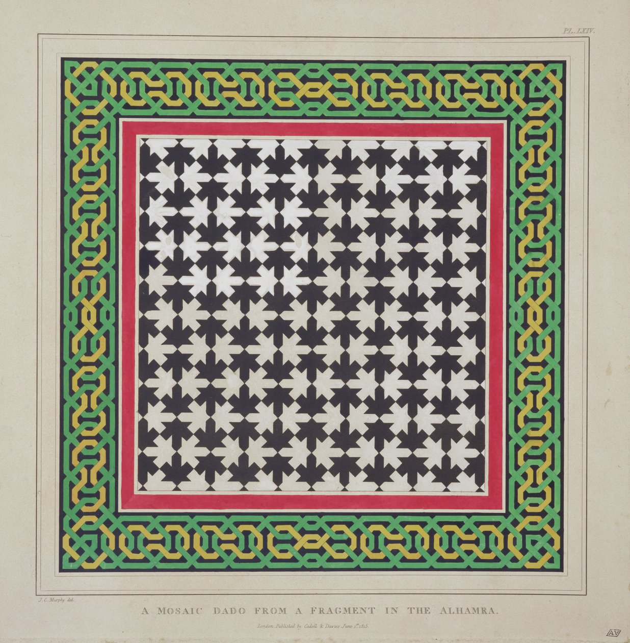 Dado de mosaico de un fragmento en la Alhambra, de 
