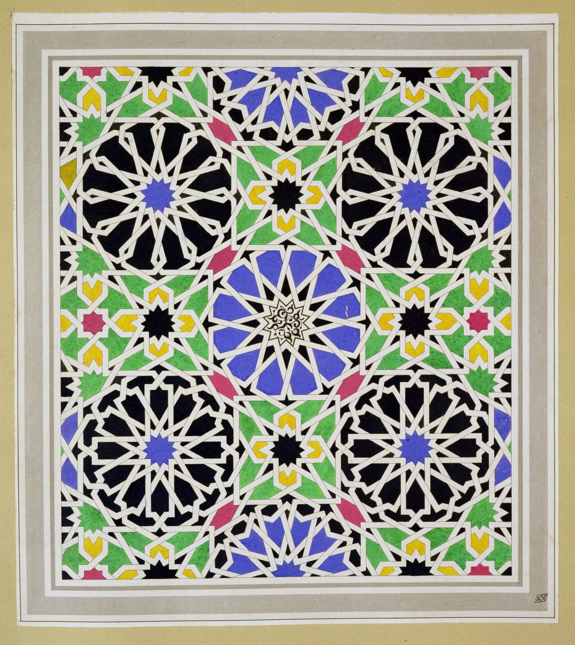 Pavimento de mosaico en el vestuario de la Sultana, Alhambra, de 