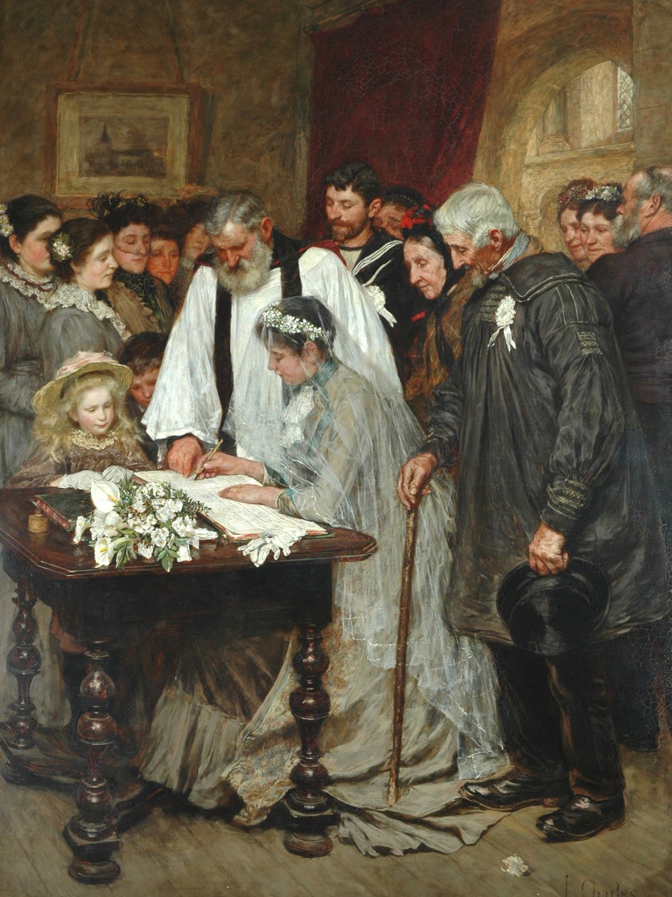 Firmando el Registro de Matrimonio de James Charles