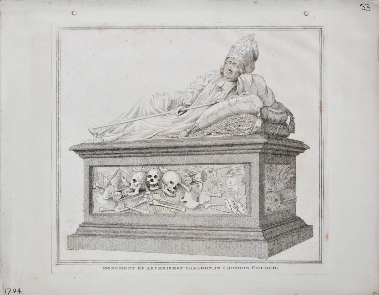 Monumento del Arzobispo Sheldon en la iglesia de Croydon, 1794 de James Edwin Cooper