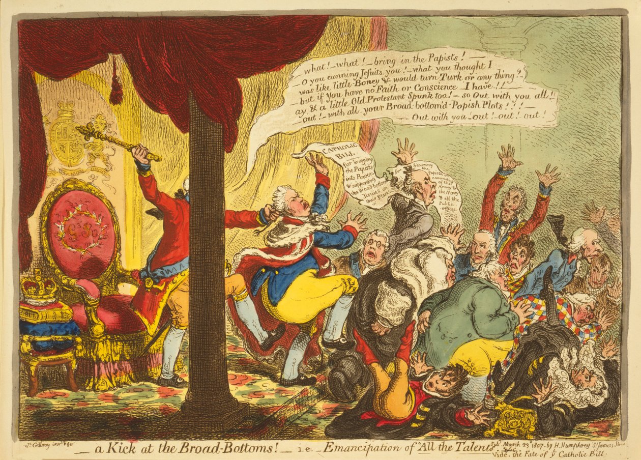 Una Patada a los Fondos Amplios, es decir, Emancipación de Todos los Talentos de James Gillray