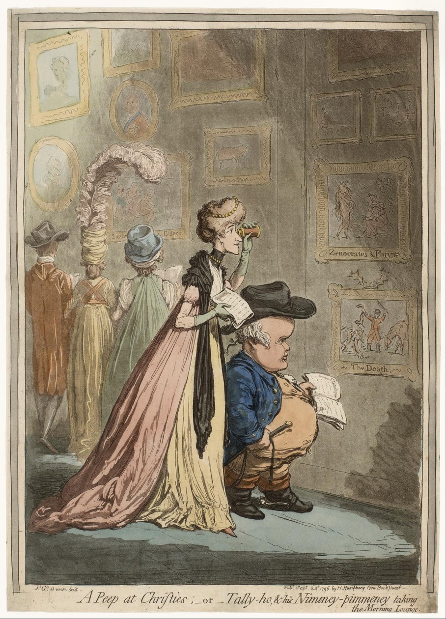 Un Vistazo a Christies; o Tally-ho, y Su Nimeney-Pimmeney Tomando el Paseo Matutino de James Gillray