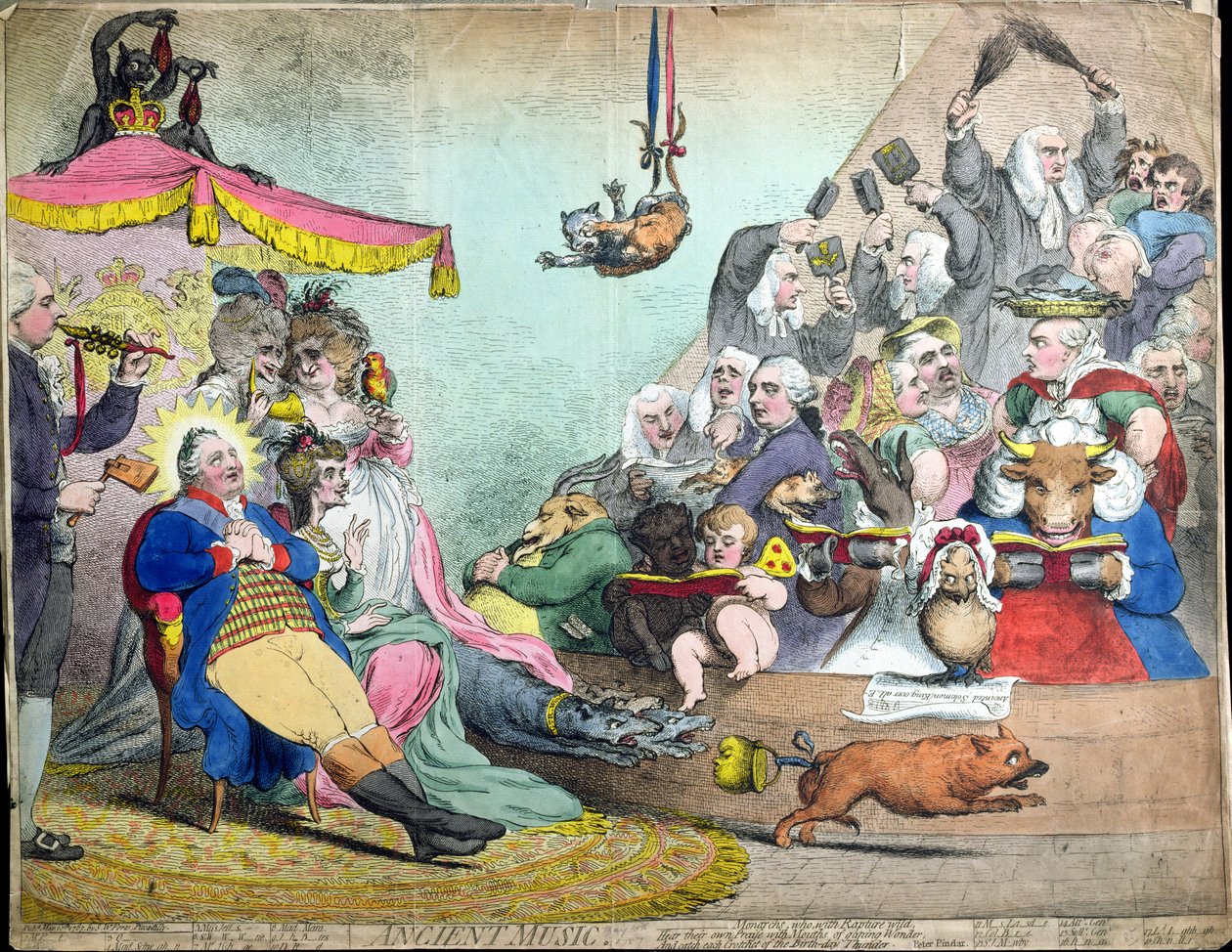 Música antigua, publicada por S.W. Fores en 1787 de James Gillray