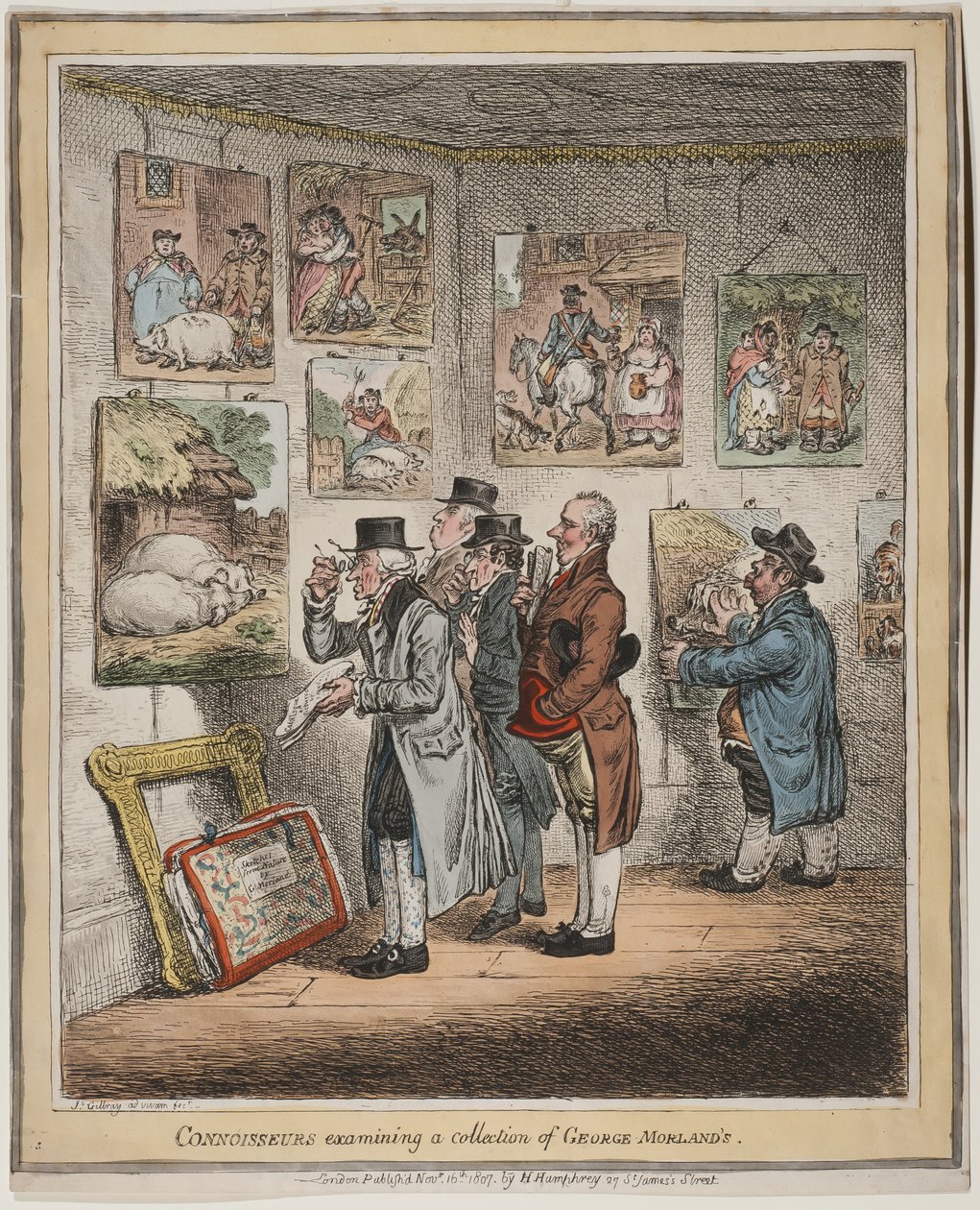 Conocedores examinando una colección de George Morland, publicado por Hannah Humphrey, 1807 de James Gillray