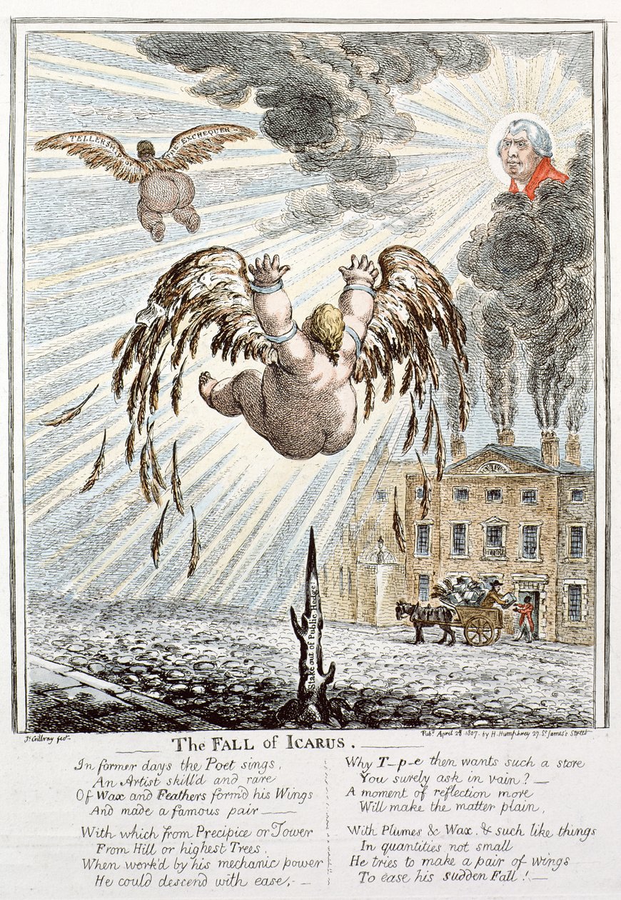 La caída de Ícaro de James Gillray