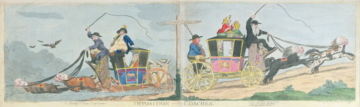 Coaches de la oposición, publicado por S.W. Fores en 1788 de James Gillray