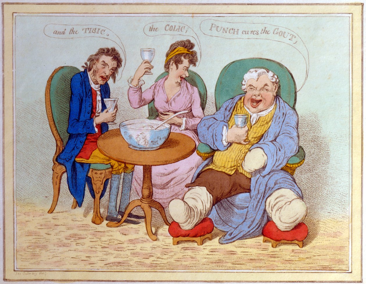 Punch cura la gota, el cólico y la tisis de James Gillray