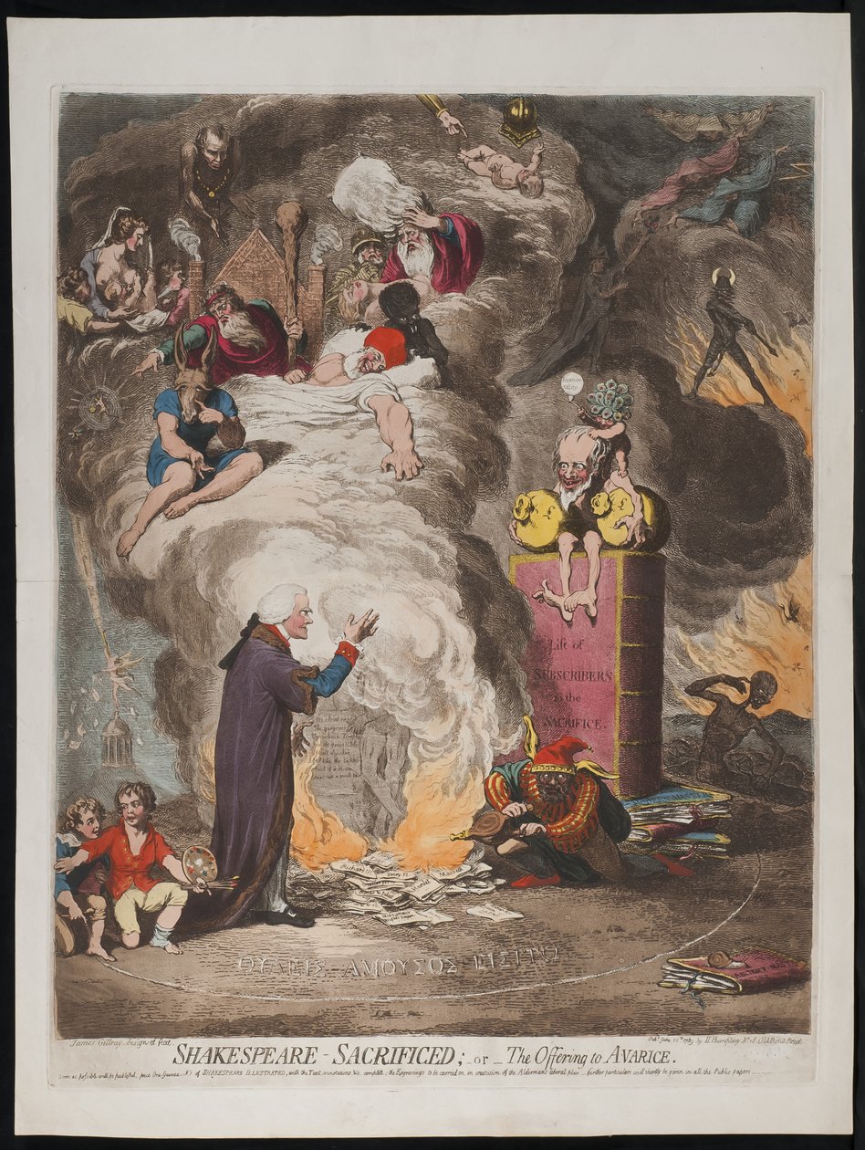 Shakespeare sacrificado o La ofrenda a la avaricia, 1789 de James Gillray