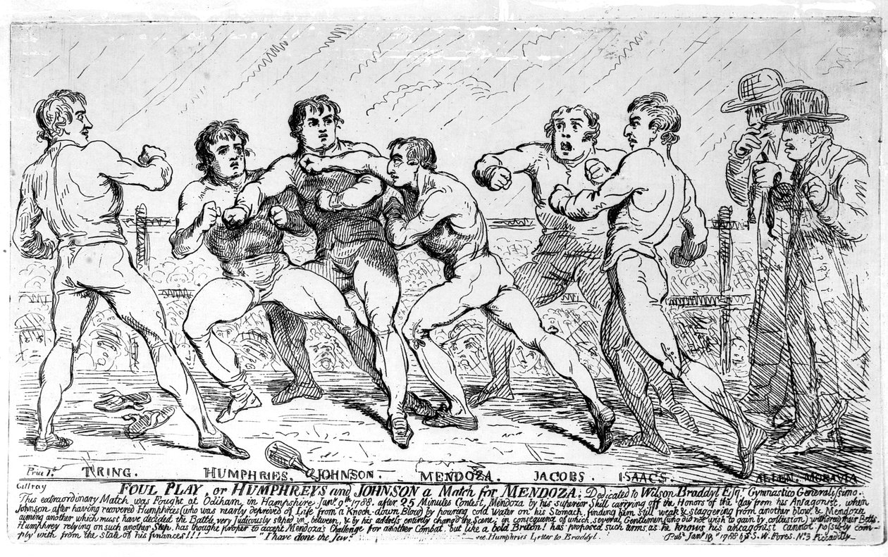 La famosa batalla entre Richard Humphreys y Daniel Mendoza, 9 de enero de 1788 de James Gillray