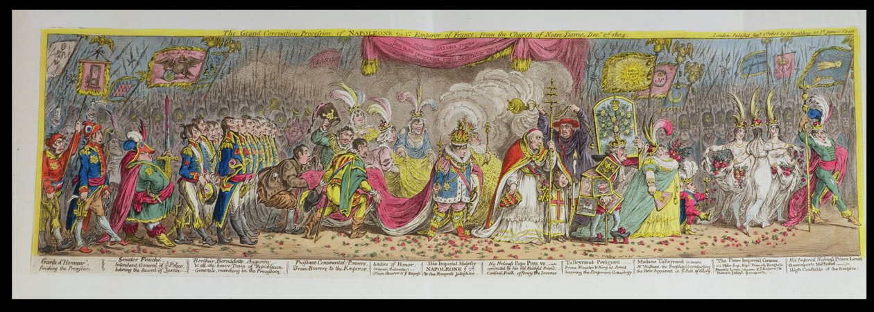 La gran procesión de coronación de Napoleón, el primer emperador de Francia, desde la iglesia de Notre-Dame, 2 de diciembre de 1804 de James Gillray