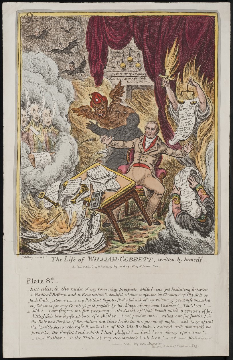 La Vida de William Cobbett, escrita por él mismo, 1809 de James Gillray
