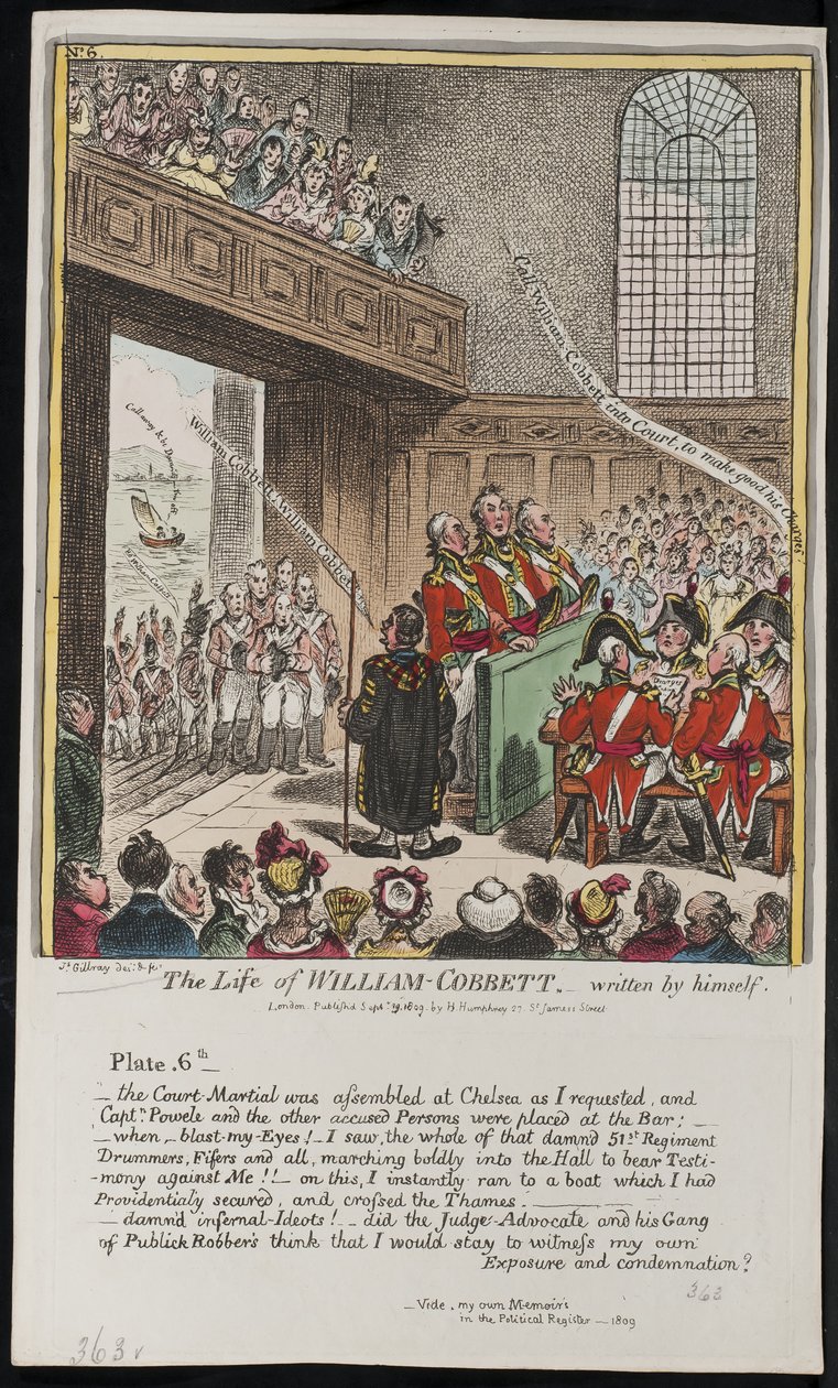 La Vida de William Cobbett, escrita por él mismo, 1809 de James Gillray