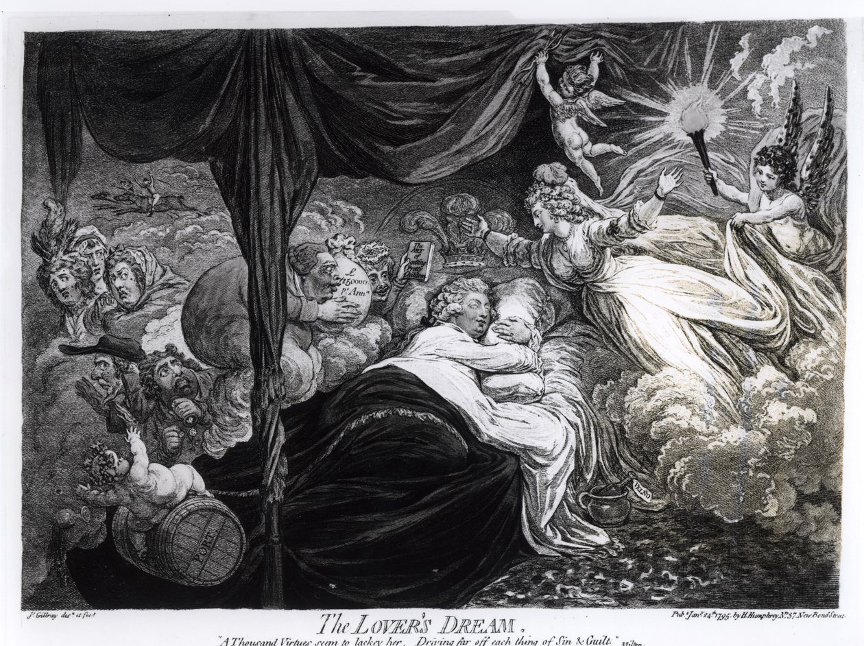 El sueño del amante, 1795 de James Gillray