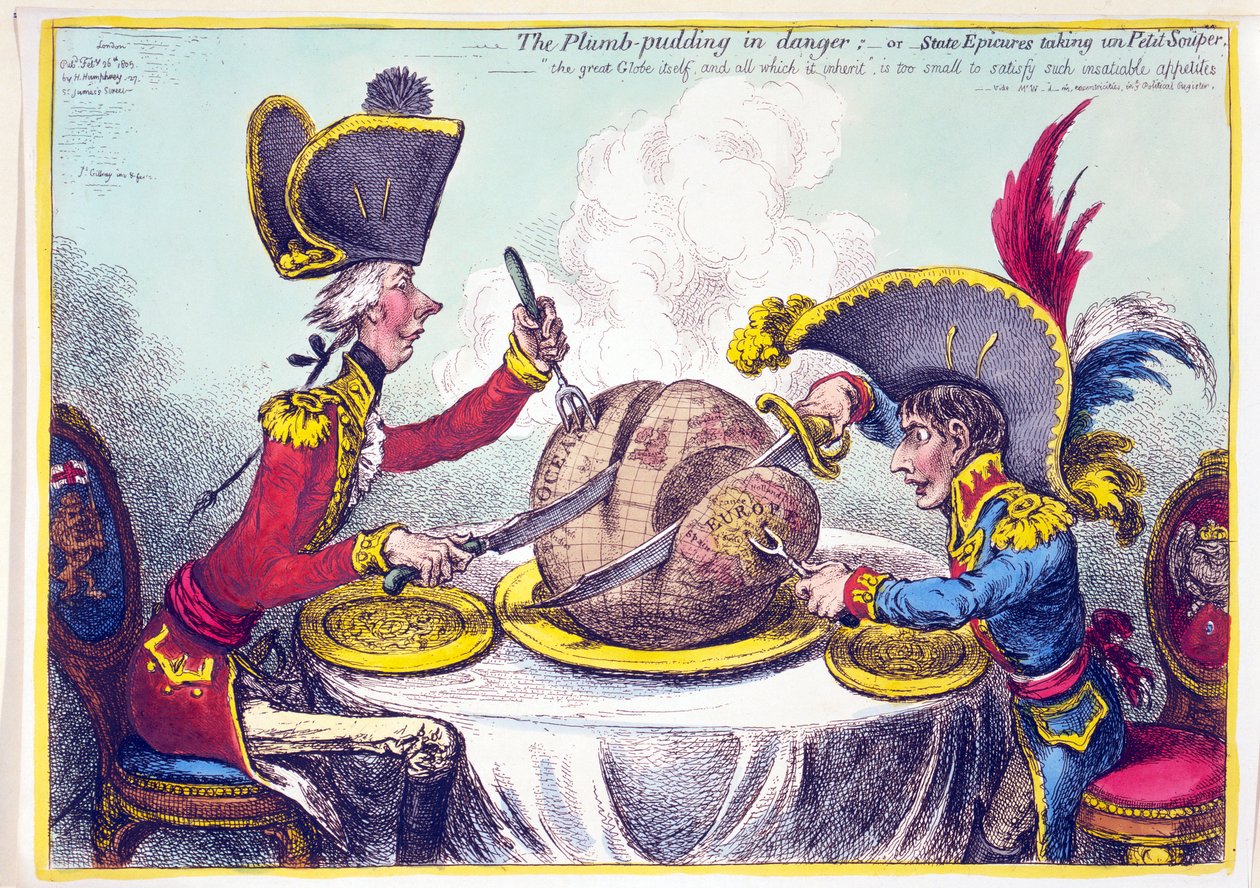 El Pudding de Ciruelas en Peligro, o Epicúreos del Estado tomando un Petit Souper de James Gillray
