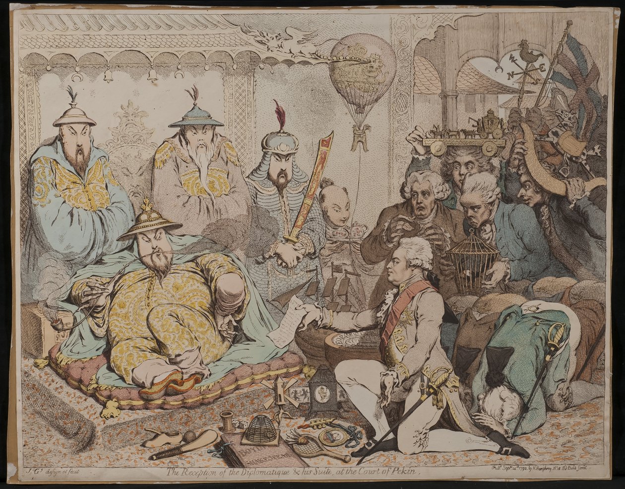 La recepción del diplomático y su séquito, en la corte de Pekín, 1792 de James Gillray