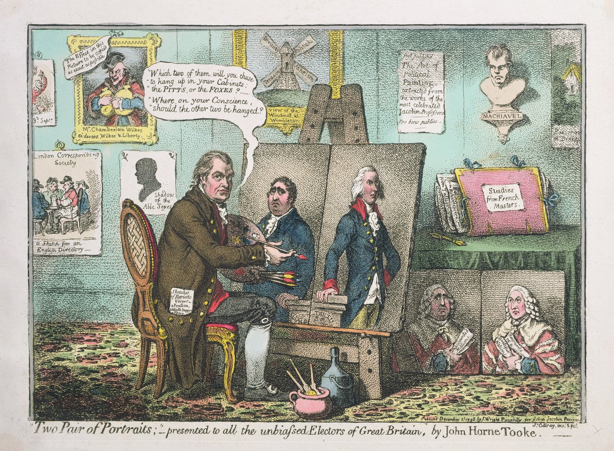 Dos pares de retratos, presentados a todos los electores imparciales de Gran Bretaña, por John Horne Tooke (1736-1812) publicado por J. Wright e inscrito 