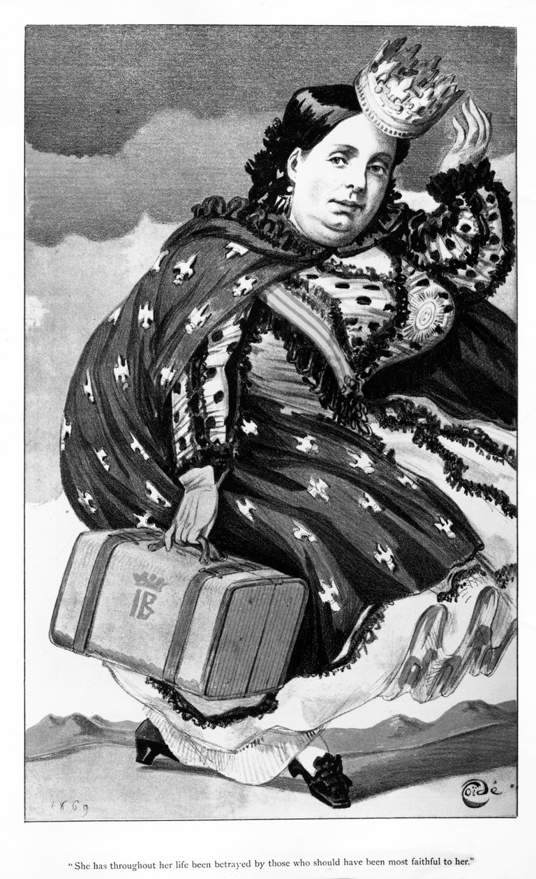 Reina Isabel II de España, caricatura publicada en la revista 