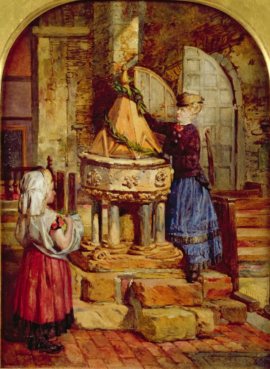 Decorando la Antigua Pila Bautismal, 1871 de James Lobley