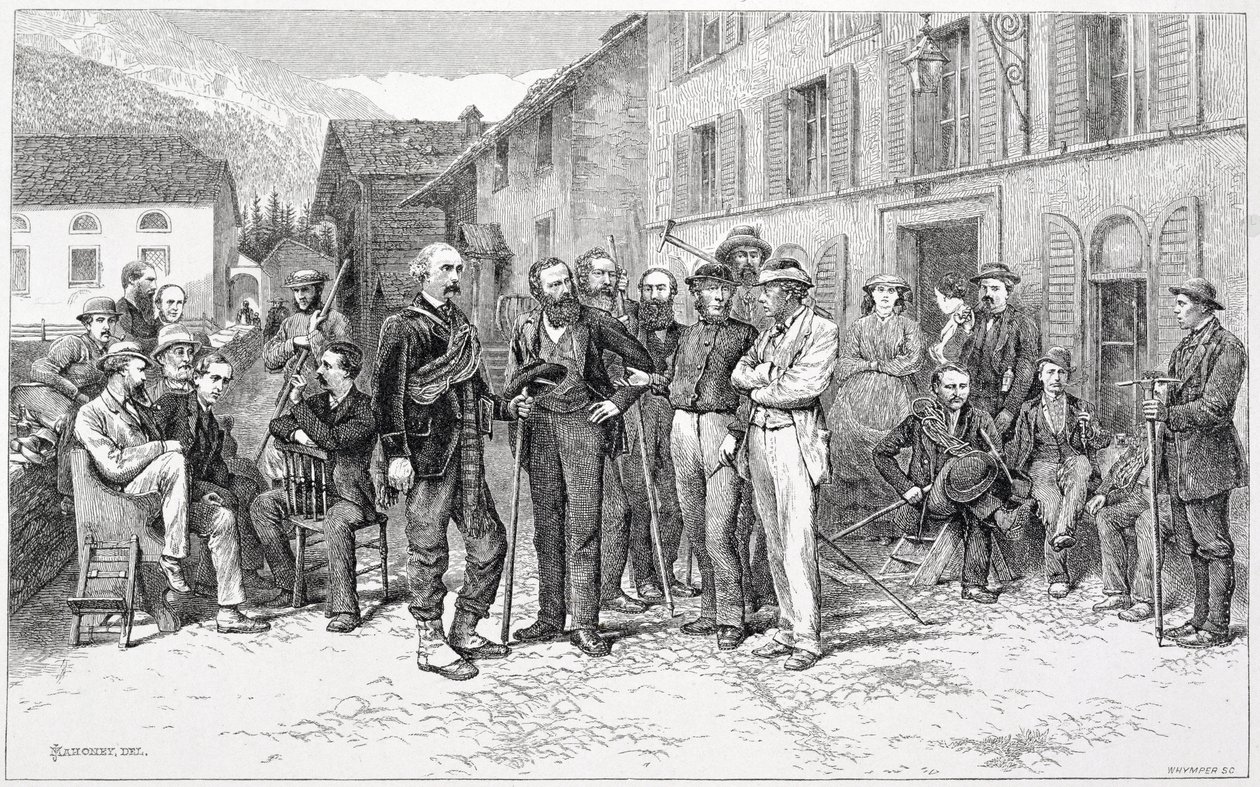 La Sala del Club de Zermatt en 1864, de 