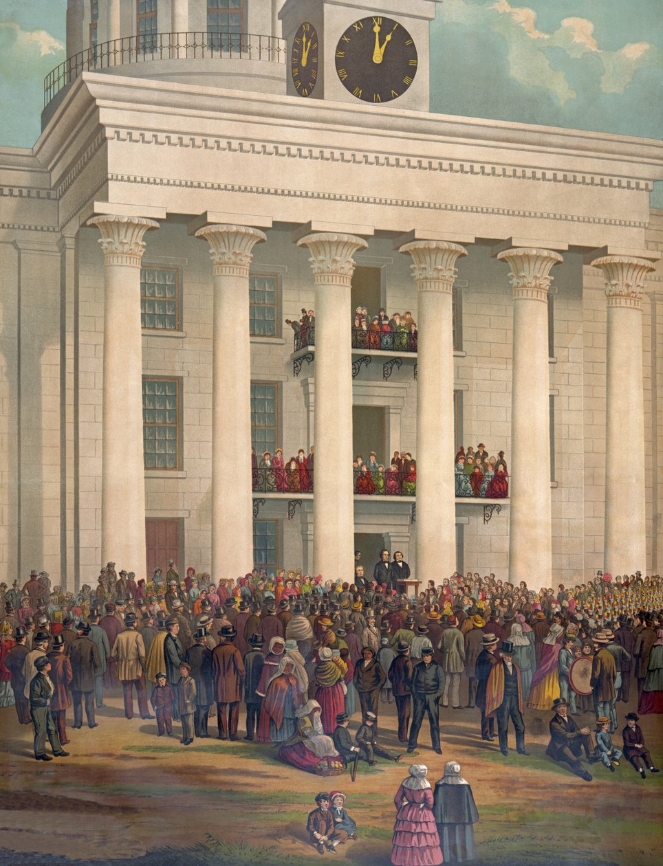 El punto de partida de la Gran Guerra entre los Estados, Inauguración de Jefferson Davis, Montgomery, Alabama, 18 de febrero de 1861, pub. 1878 de James Massalon