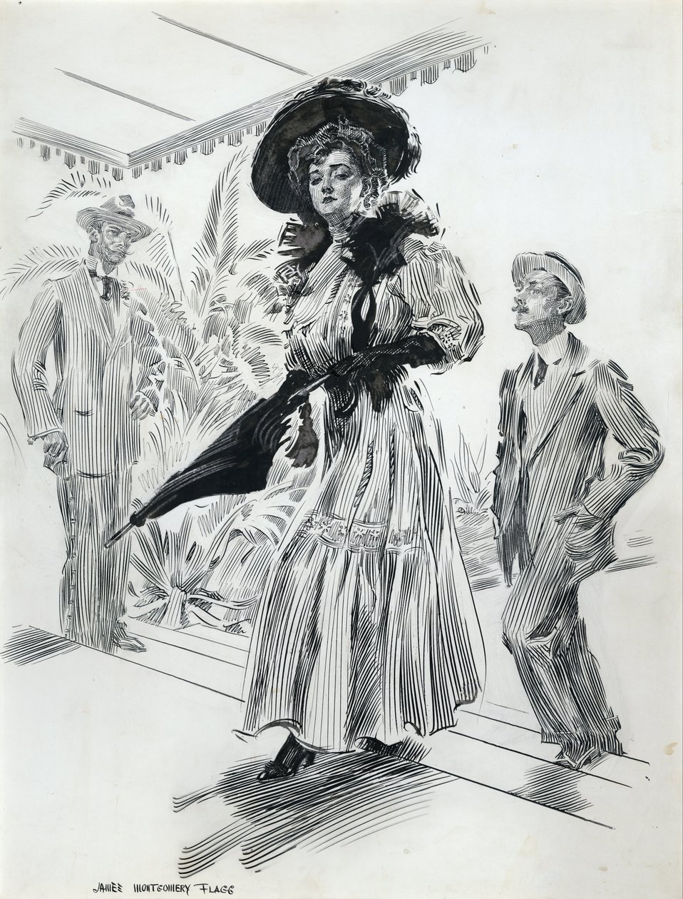 Ella navegó majestuosamente más allá del desgraciado, seguida dócilmente por Septimus de James Montgomery Flagg