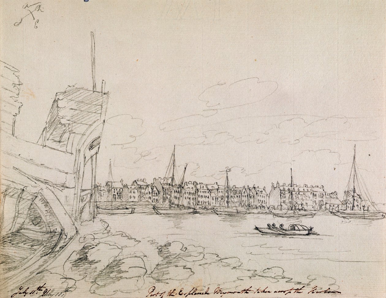 Parte de la explanada en Plymouth tomada a través del puerto, 1791 de James Moore