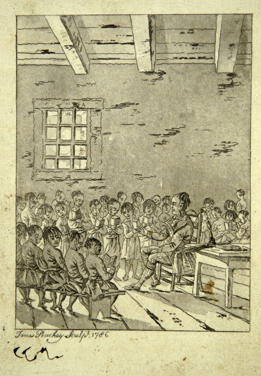 Aula de una escuela nativa americana, 1786 de James Peachey