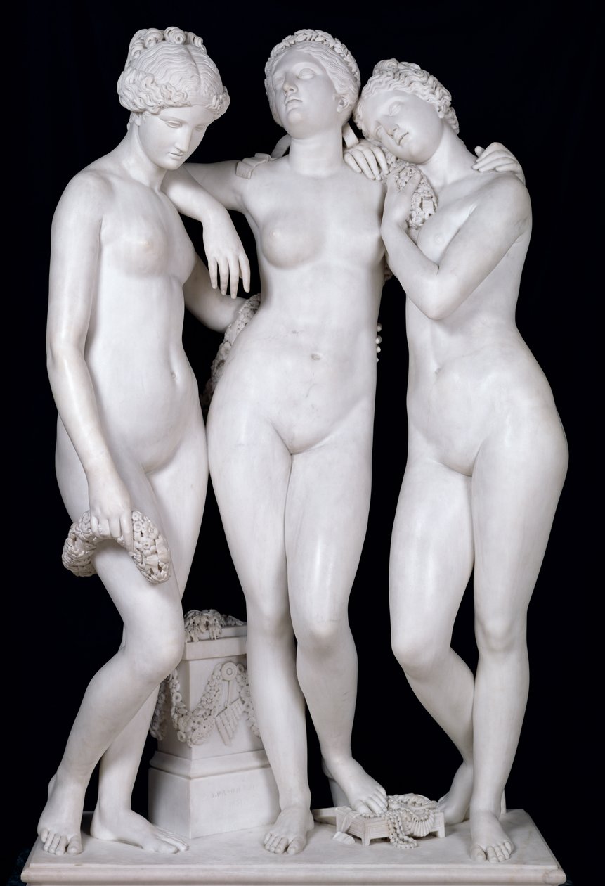 Las Tres Gracias, 1831 (mármol) (detalle) de James Pradier