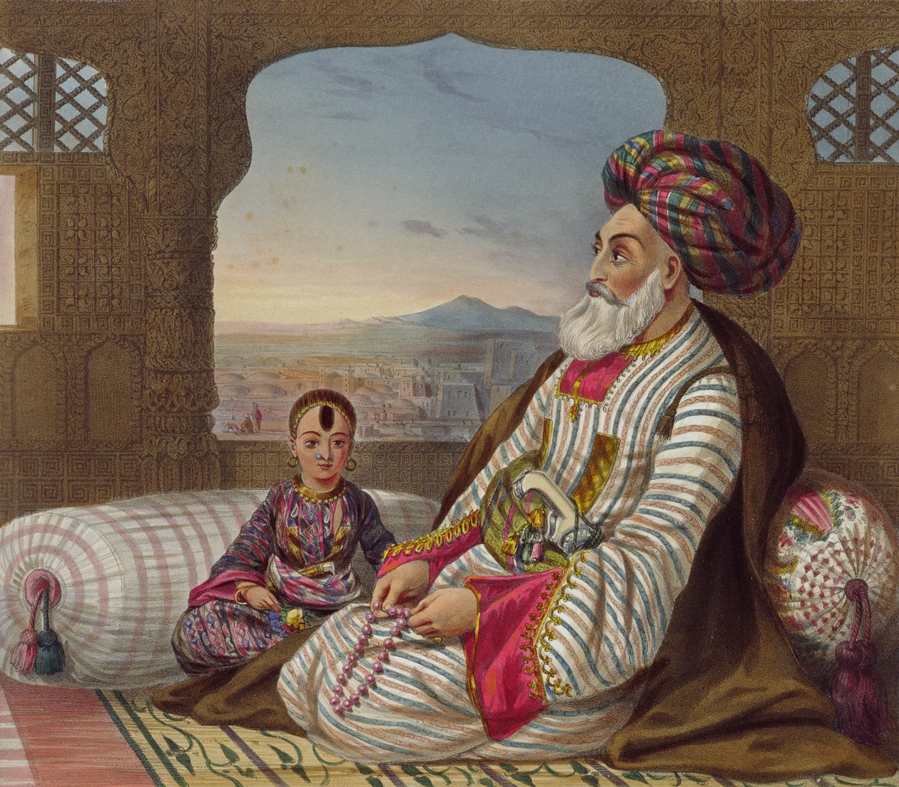 Dost Mahommed (1793-1863) Rey de Caubul y su hijo menor, placa 2 de 