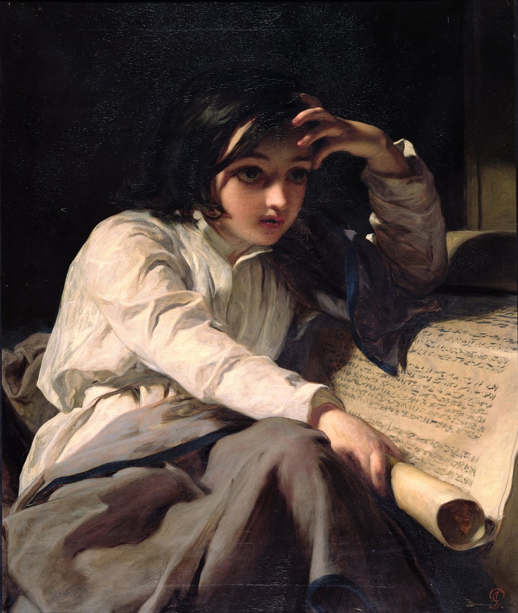 El infante Timoteo desplegando las escrituras, c.1853 de James Sant