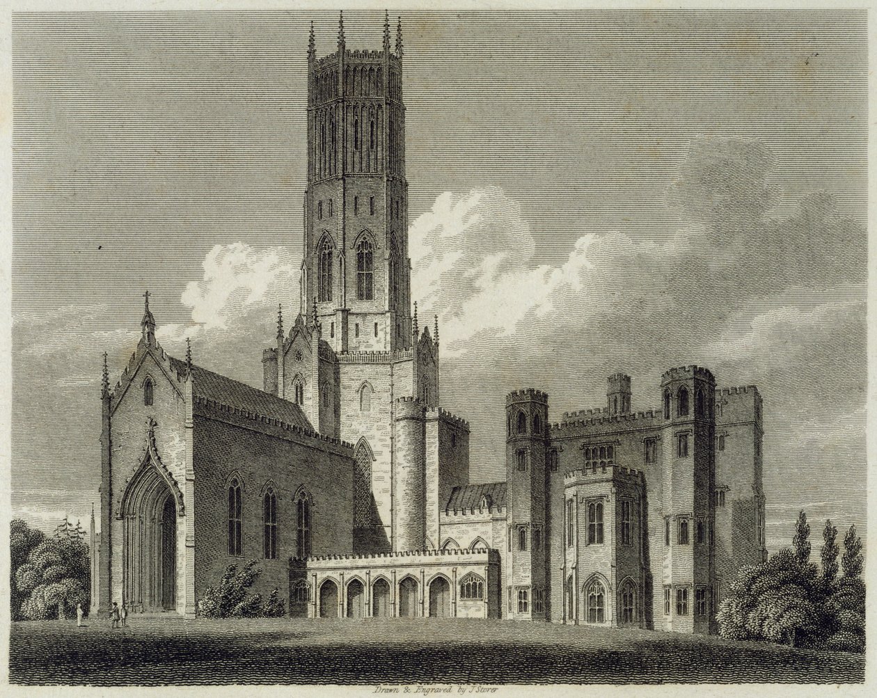Vista Sureste de la Abadía de Fonthill, 1812 de James Storer