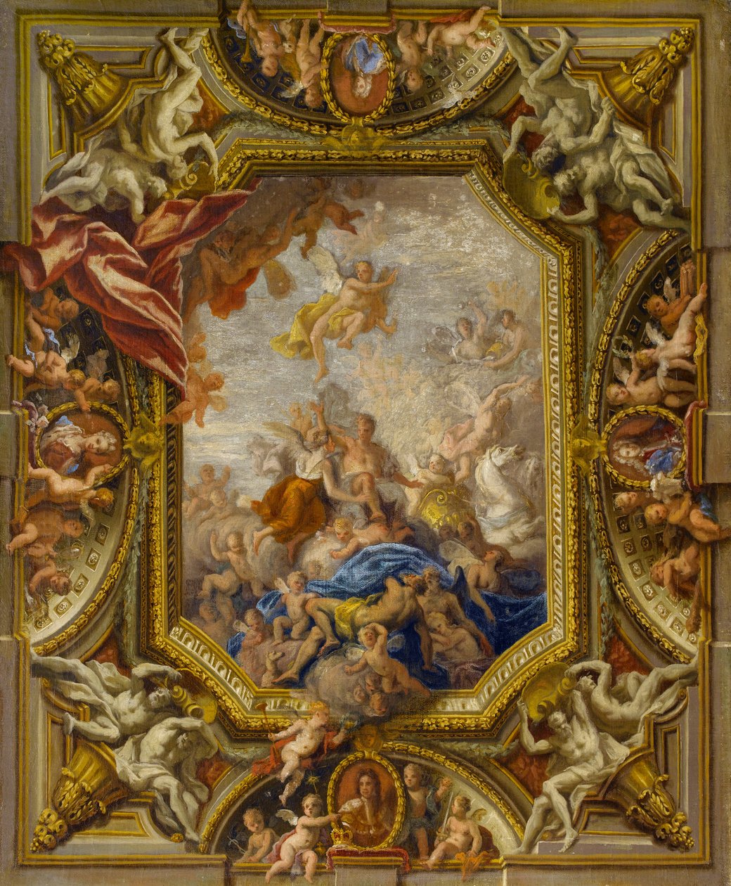 Diseño de boceto para el techo de la Cámara de Estado de la Reina en el Palacio de Hampton Court, 1715 de James Thornhill